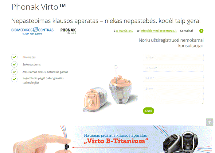 el svetainių kūrimas biomedikos centras