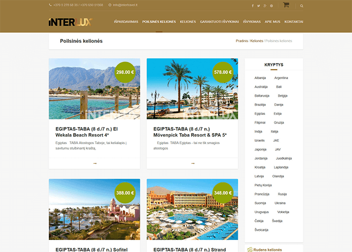 web kūrimas intertravel